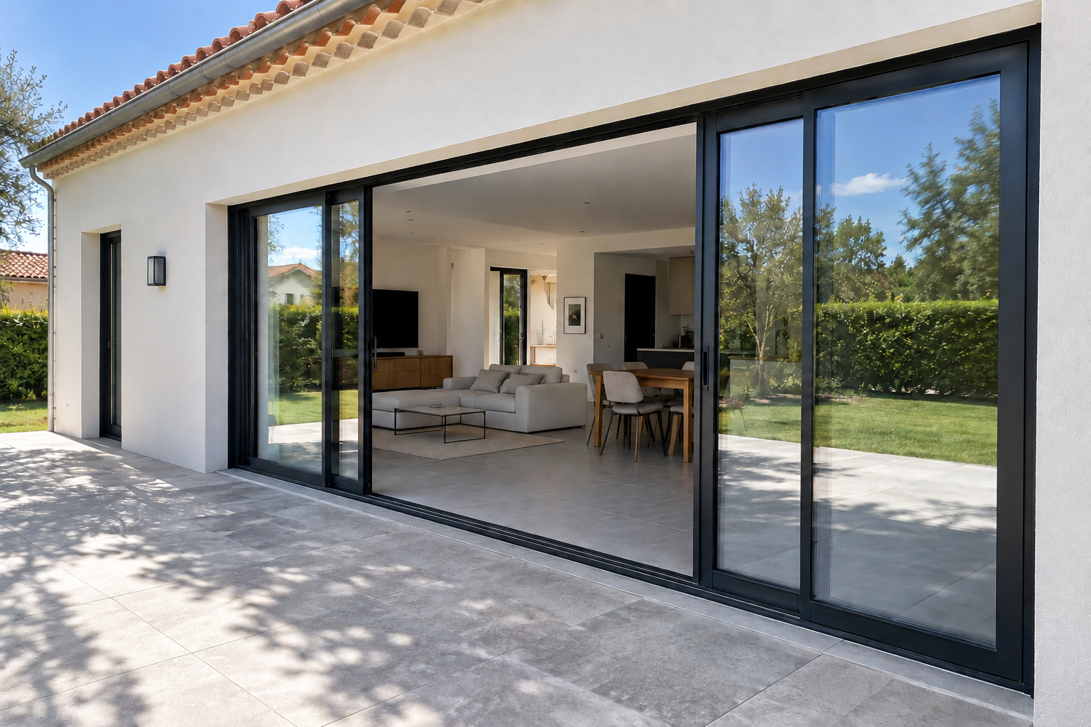 Fenêtre coulissante à galandage aluminium