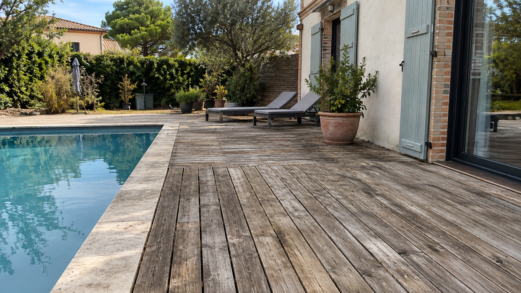 Terrasse bois avant rénovation